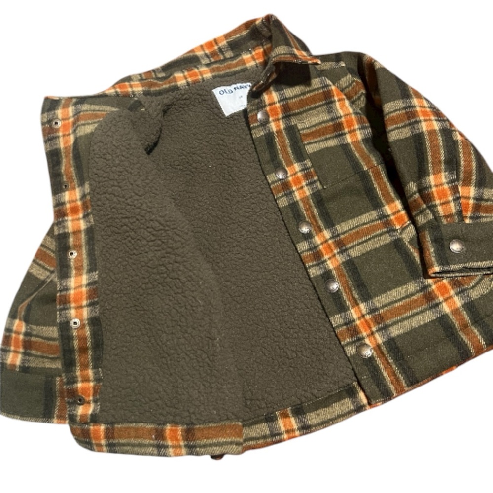 Old Navy Kids Plaid Jacket - Green and Orange - Picture 3 of 3